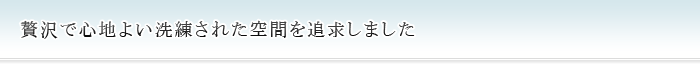 贅沢で心地よい洗練された空間を追求しました